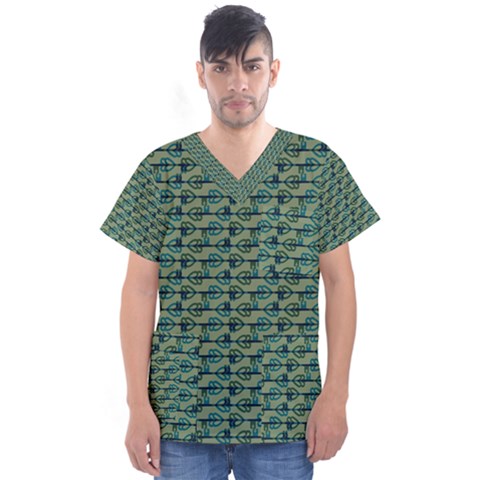 Stamping Heart Love Men s V-neck Scrub Top by Bajindul