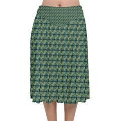 Stamping Heart Love Velvet Flared Midi Skirt by Bajindul