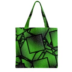 Binary Digitization Null Green Zipper Grocery Tote Bag by HermanTelo