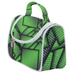 Binary Digitization Null Green Satchel Handbag by HermanTelo