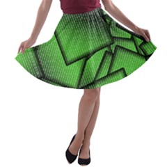 Binary Digitization Null Green A-line Skater Skirt by HermanTelo