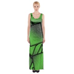 Binary Digitization Null Green Thigh Split Maxi Dress