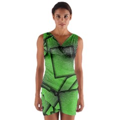 Binary Digitization Null Green Wrap Front Bodycon Dress