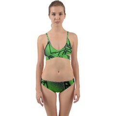 Binary Digitization Null Green Wrap Around Bikini Set