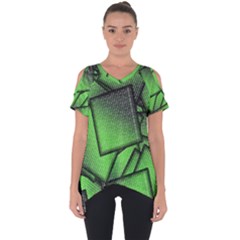 Binary Digitization Null Green Cut Out Side Drop Tee