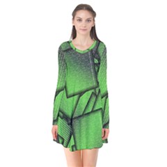 Binary Digitization Null Green Long Sleeve V-neck Flare Dress by HermanTelo