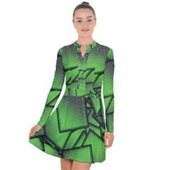 Binary Digitization Null Green Long Sleeve Panel Dress by HermanTelo