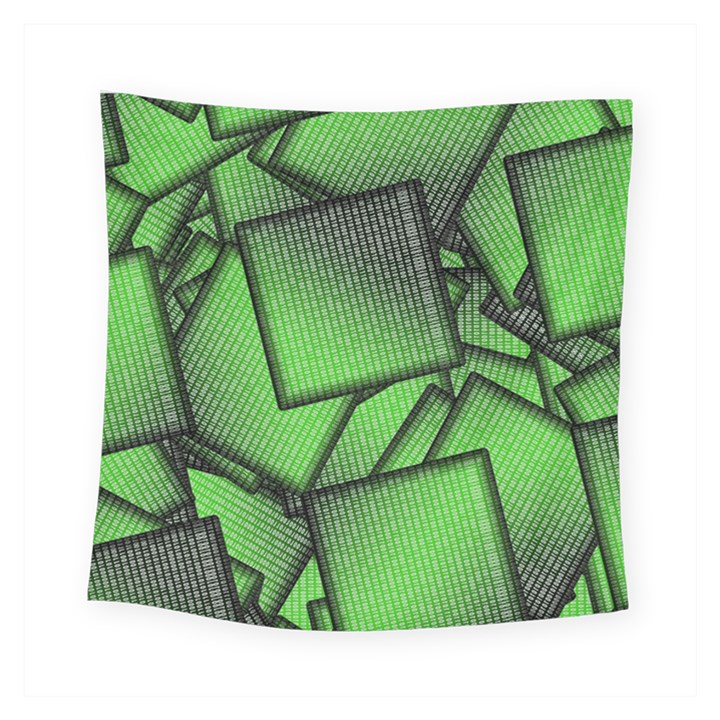 Binary Digitization Null Green Square Tapestry (Small)