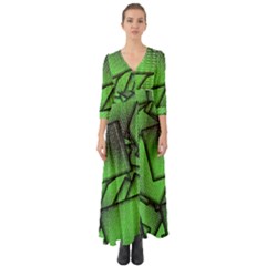 Binary Digitization Null Green Button Up Boho Maxi Dress by HermanTelo