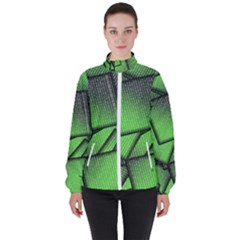 Binary Digitization Null Green Women s High Neck Windbreaker by HermanTelo