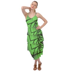 Binary Digitization Null Green Layered Bottom Dress