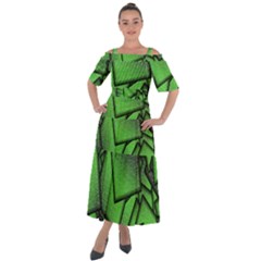 Binary Digitization Null Green Shoulder Straps Boho Maxi Dress 