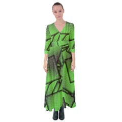 Binary Digitization Null Green Button Up Maxi Dress by HermanTelo