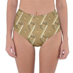 Gold Background 3d Reversible High-waist Bikini Bottoms