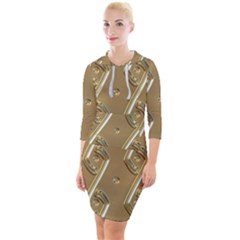 Gold Background 3d Quarter Sleeve Hood Bodycon Dress