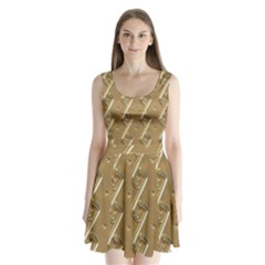 Gold Background 3d Split Back Mini Dress 