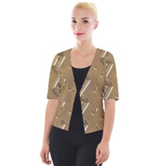 Gold Background 3d Cropped Button Cardigan by Mariart