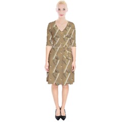 Gold Background 3d Wrap Up Cocktail Dress