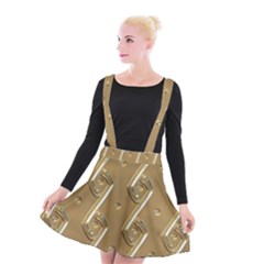 Gold Background 3d Suspender Skater Skirt by Mariart