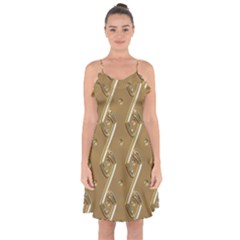 Gold Background 3d Ruffle Detail Chiffon Dress by Mariart