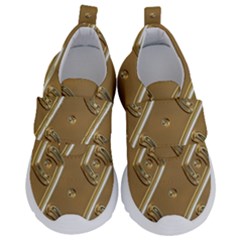 Gold Background 3d Kids  Velcro No Lace Shoes