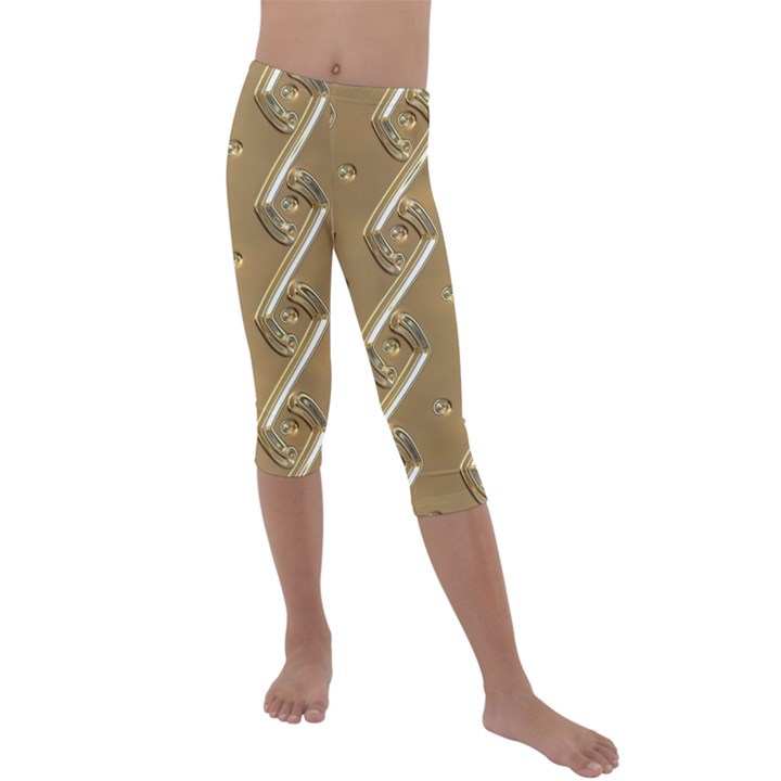 Gold Background 3d Kids  Lightweight Velour Capri Leggings 