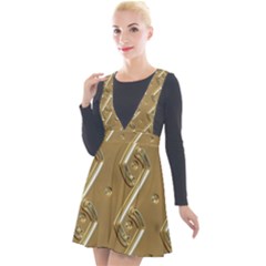 Gold Background 3d Plunge Pinafore Velour Dress