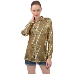 Gold Background 3d Long Sleeve Satin Shirt