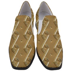 Gold Background 3d Women Slip On Heel Loafers