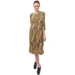 Gold Background 3d Ruffle End Midi Chiffon Dress by Mariart