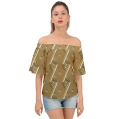 Gold Background 3d Off Shoulder Short Sleeve Top