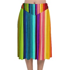 COLORFUL-57 Velvet Flared Midi Skirt