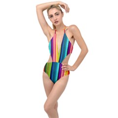 COLORFUL-57 Plunging Cut Out Swimsuit