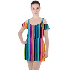 COLORFUL-57 Ruffle Cut Out Chiffon Playsuit