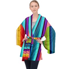 COLORFUL-57 Long Sleeve Velvet Kimono 