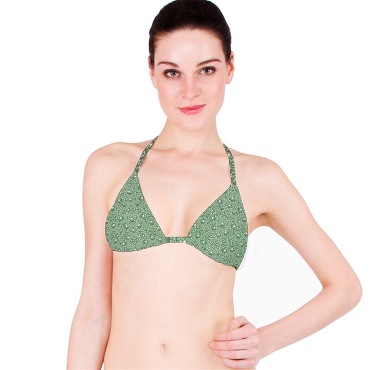 Baroque Green Pearls Ornate Bohemian Bikini Top