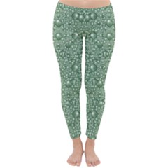 Baroque Green Pearls Ornate Bohemian Classic Winter Leggings by pepitasart