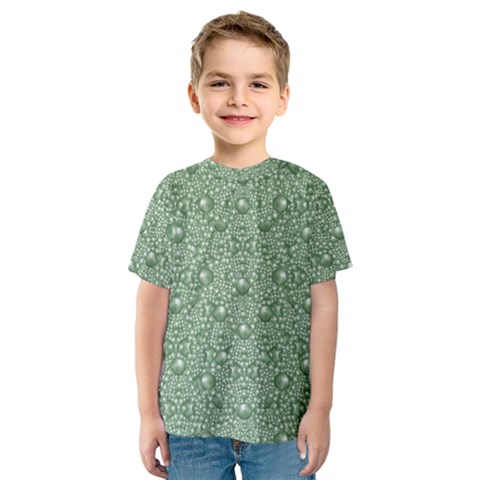 Baroque Green Pearls Ornate Bohemian Kids  Sport Mesh Tee by pepitasart