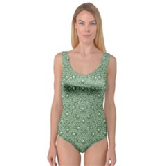 Baroque Green Pearls Ornate Bohemian Princess Tank Leotard  by pepitasart