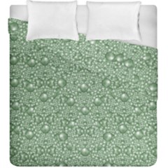 Baroque Green Pearls Ornate Bohemian Duvet Cover Double Side (king Size) by pepitasart