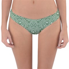 Baroque Green Pearls Ornate Bohemian Reversible Hipster Bikini Bottoms by pepitasart