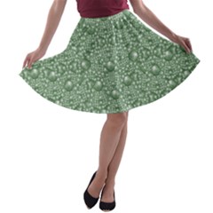 Baroque Green Pearls Ornate Bohemian A-line Skater Skirt by pepitasart