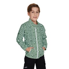 Baroque Green Pearls Ornate Bohemian Kids  Windbreaker by pepitasart