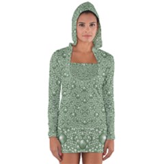 Baroque Green Pearls Ornate Bohemian Long Sleeve Hooded T-shirt