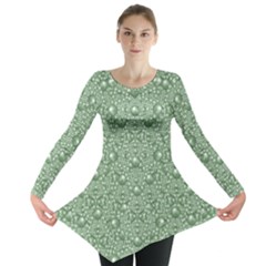 Baroque Green Pearls Ornate Bohemian Long Sleeve Tunic  by pepitasart