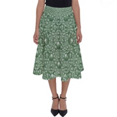 Baroque Green Pearls Ornate Bohemian Perfect Length Midi Skirt by pepitasart