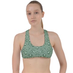 Baroque Green Pearls Ornate Bohemian Criss Cross Racerback Sports Bra by pepitasart