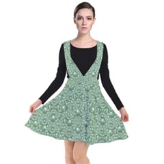 Baroque Green Pearls Ornate Bohemian Plunge Pinafore Dress