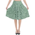 Baroque Green Pearls Ornate Bohemian Flared Midi Skirt View1