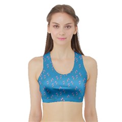 Pink Flower Branches Sports Bra With Border by bloomingvinedesign